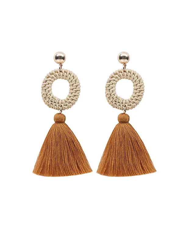 Bohemian Style Round Long Tassel Earrings
