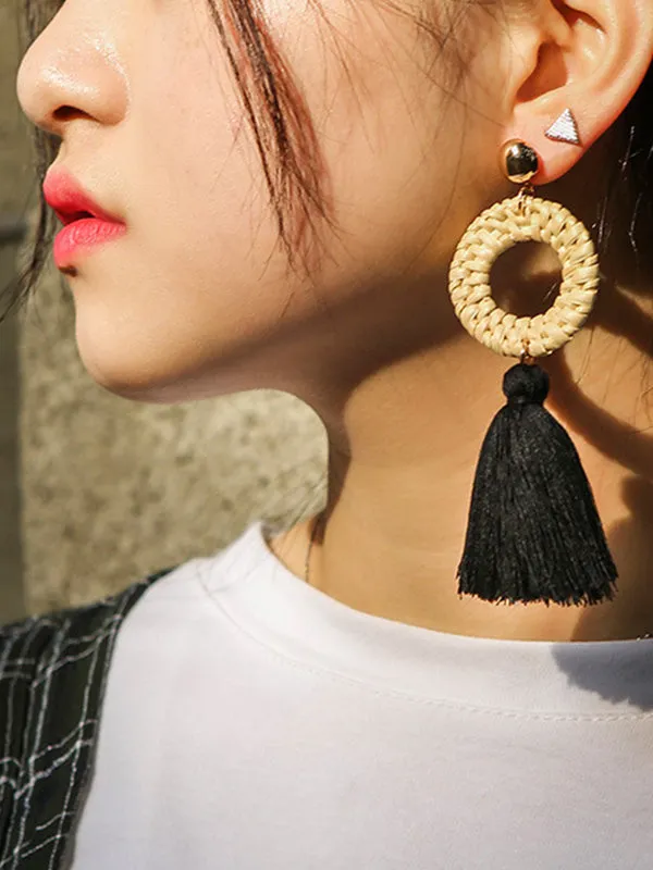 Bohemian Style Round Long Tassel Earrings