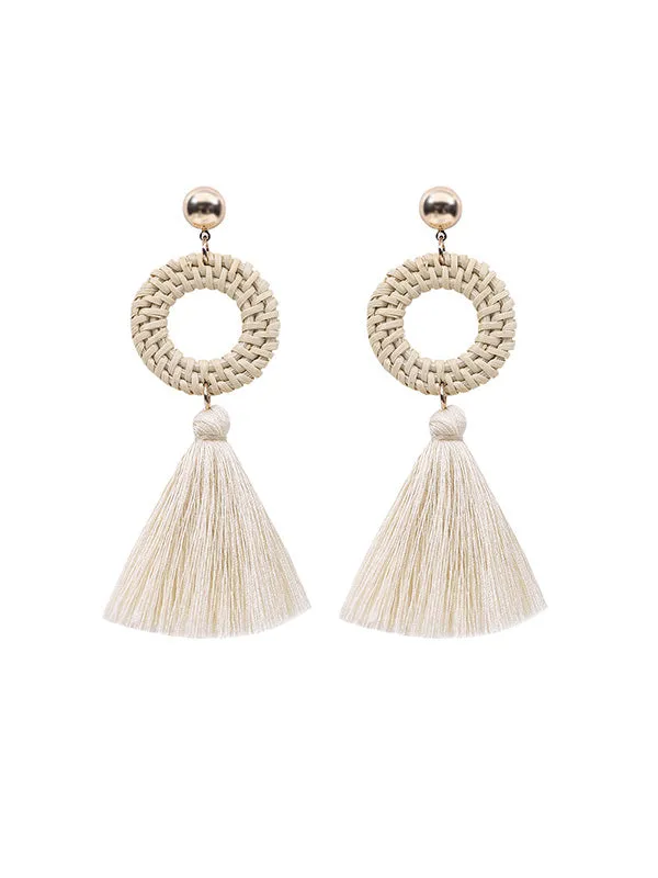 Bohemian Style Round Long Tassel Earrings
