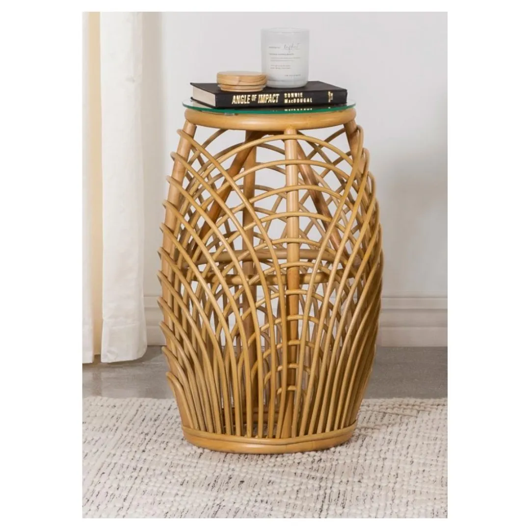 Boho Rattan Side Table in Natural