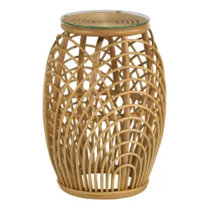 Boho Rattan Side Table in Natural