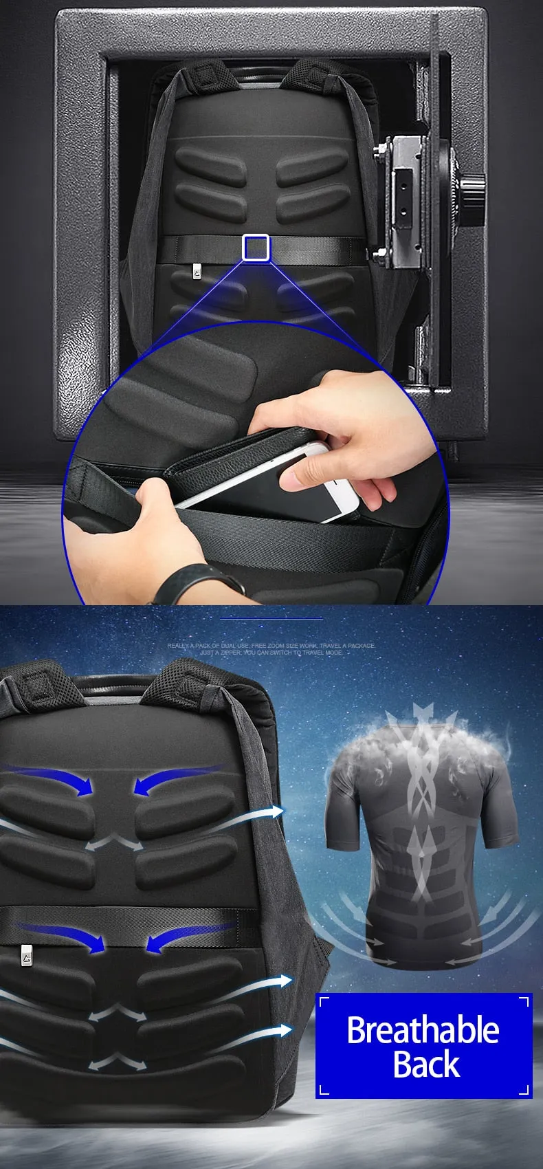 BOPAI™ Anti-Theft 17 inch Laptop Travel Backpack (USB Port)-A0006