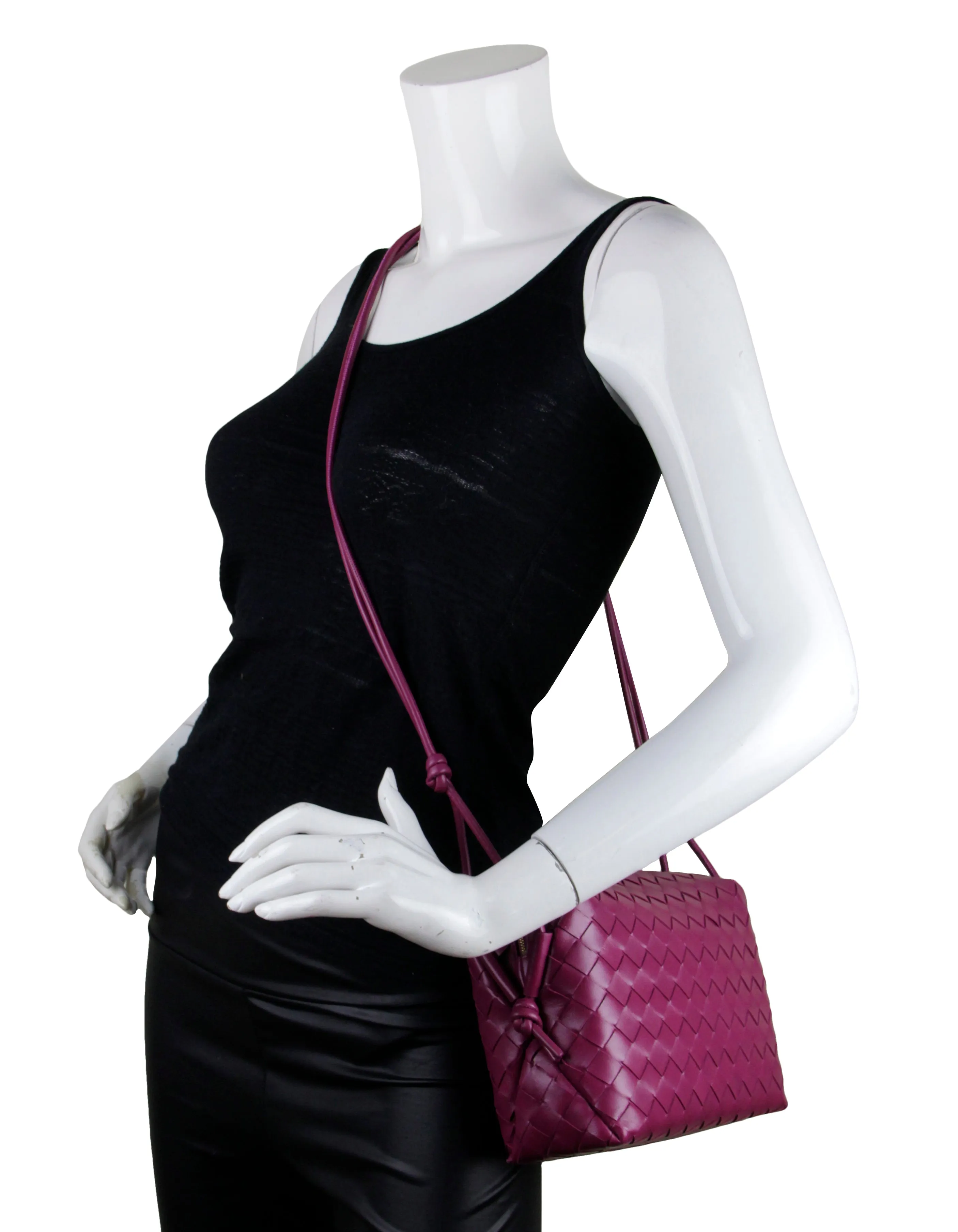 Bottega Veneta Raspberry Intrecciato Loop Crossbody Bag