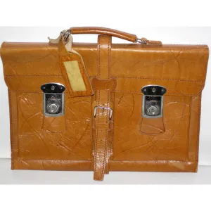 Brown Textured Leather Attache Briefcase