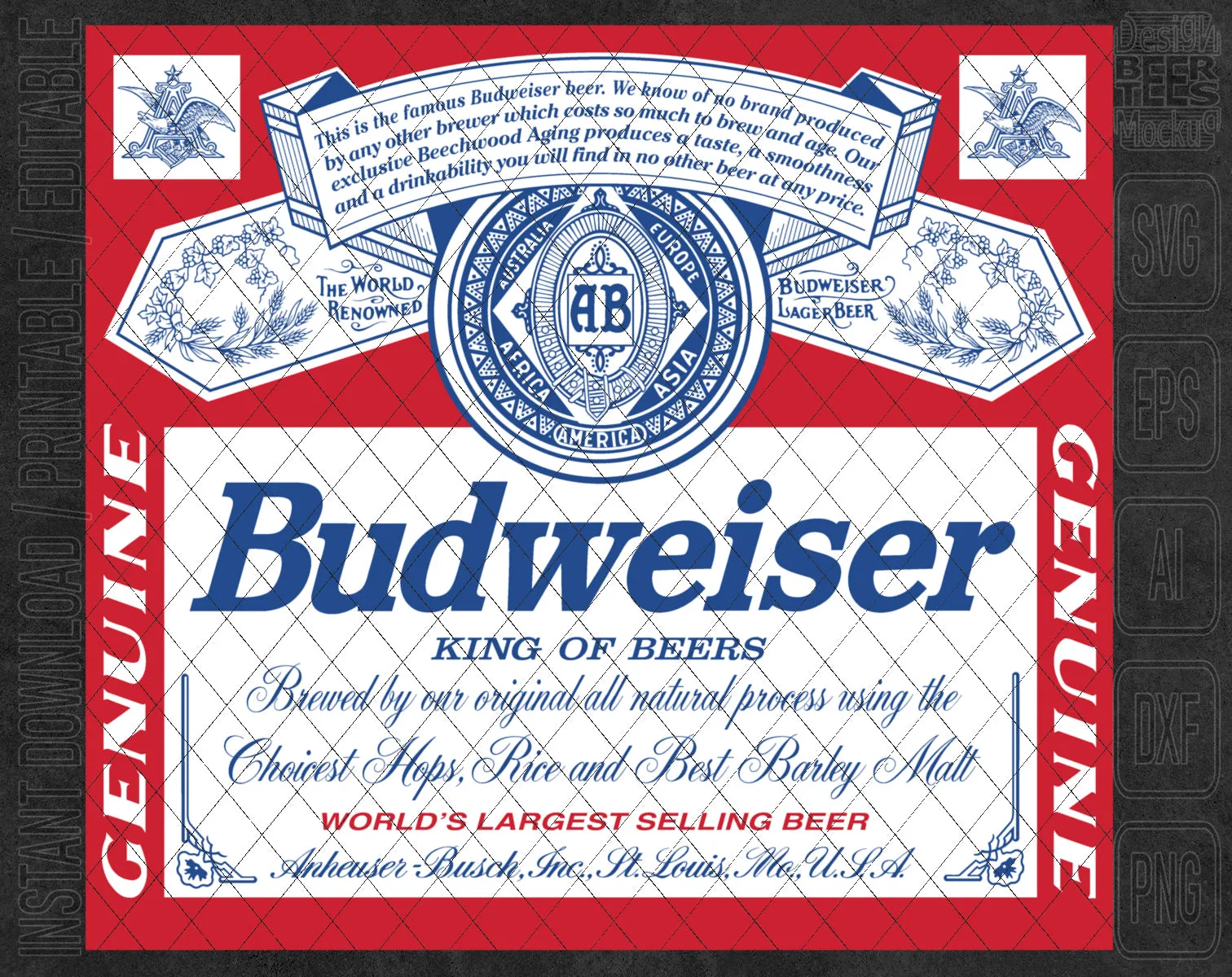 Budweiser Beer Logo Inspired Unofficial Can Tumbler Wrap SVG PNG EPS AI Digital Cut Files Editable Printable