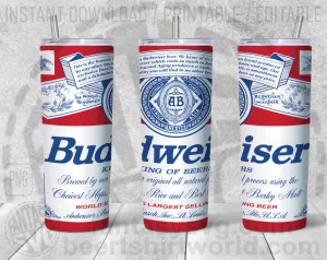 Budweiser Beer Logo Inspired Unofficial Can Tumbler Wrap SVG PNG EPS AI Digital Cut Files Editable Printable