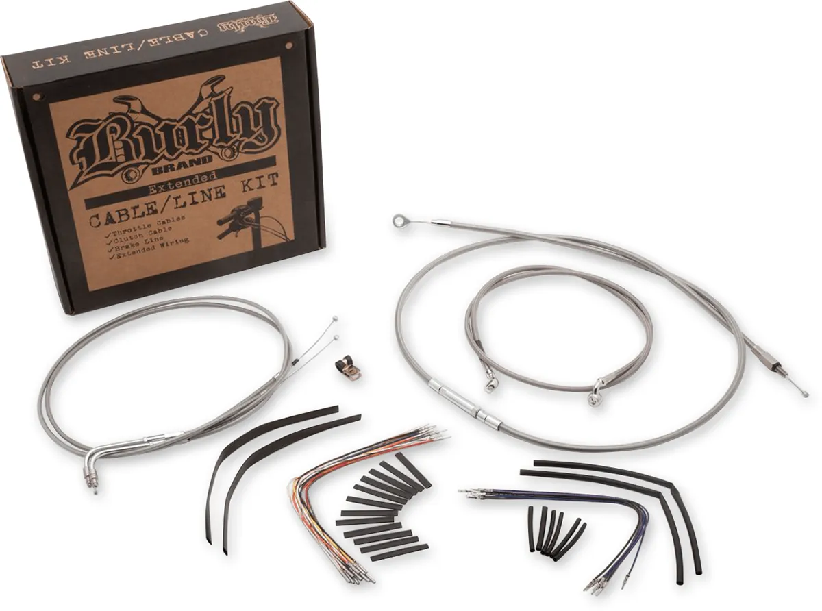 Burly Brand B30-1124 Extended Cable/Brake Line Kit for 14in. Ape Handlebars - Black