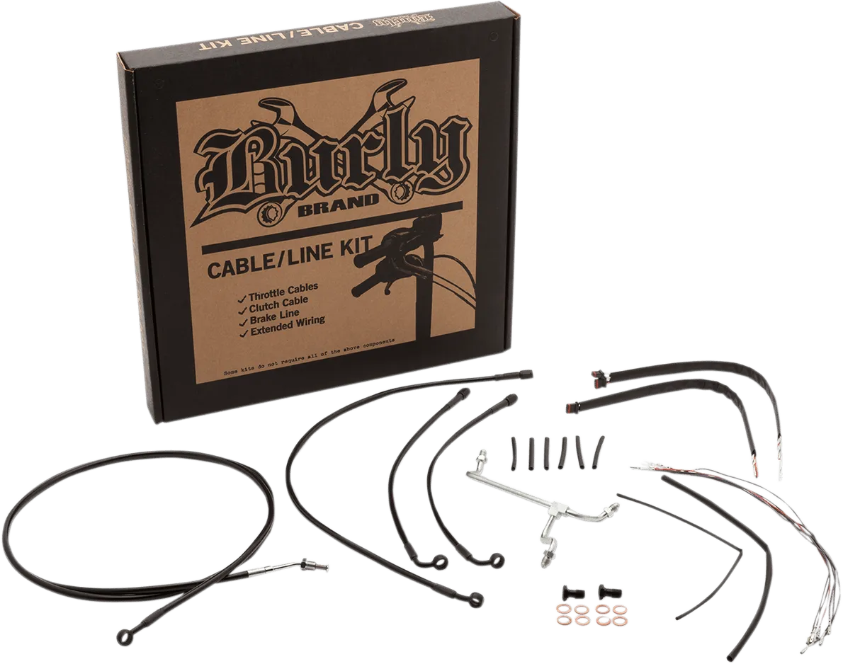 Burly Brand B30-1124 Extended Cable/Brake Line Kit for 14in. Ape Handlebars - Black