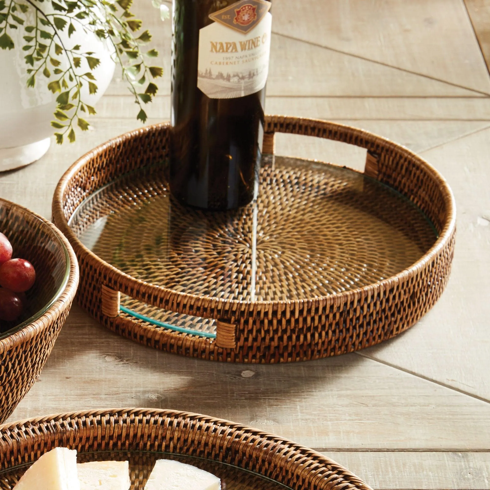 Burma Rattan Round Serving Tray