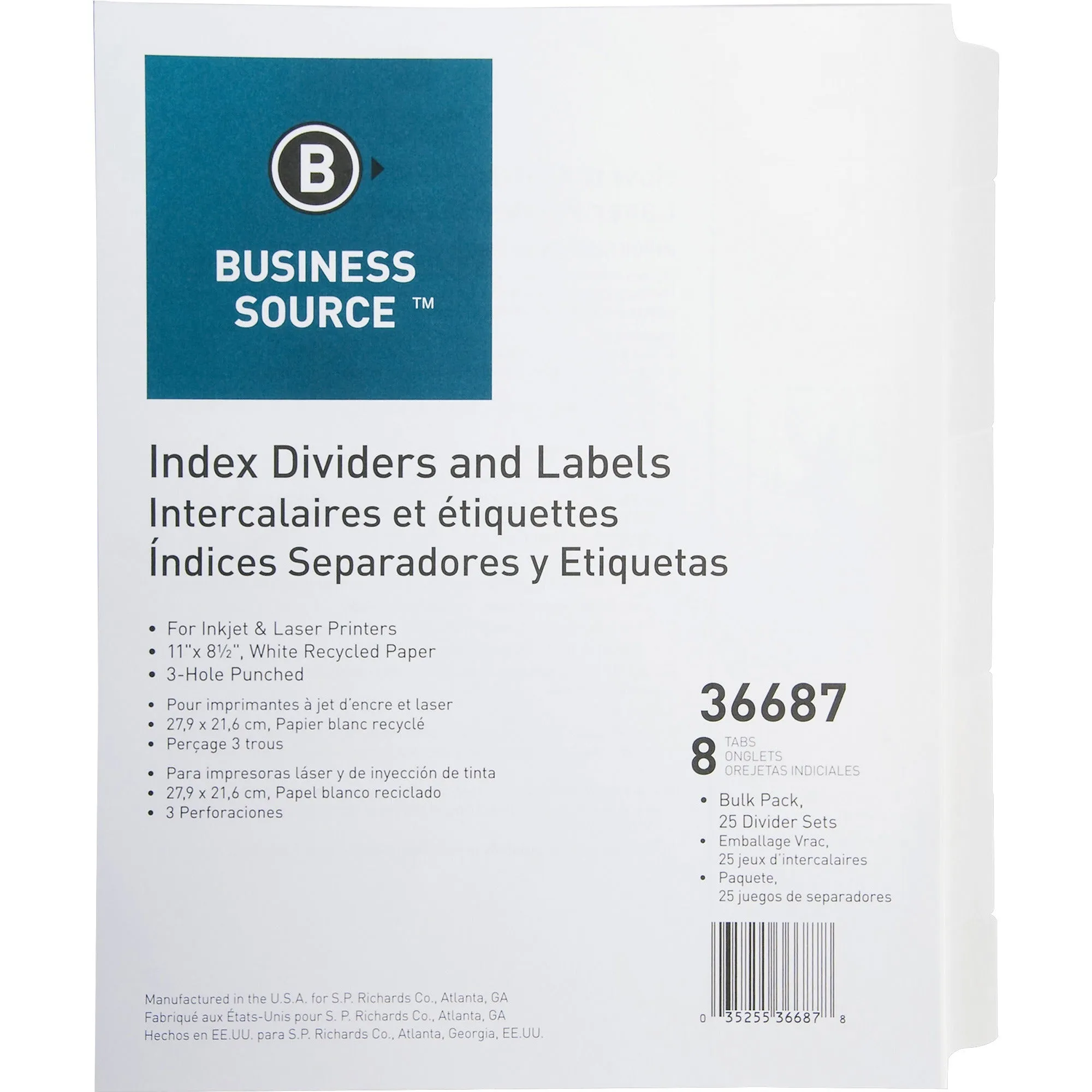 Business Source Punched Laser Index Dividers