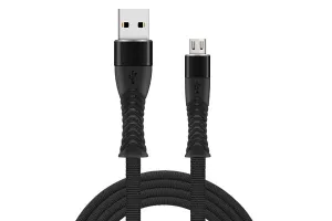 Cablu Date și Încărcare Fish USB la Micro USB, 1 m, 2.4A, Negru