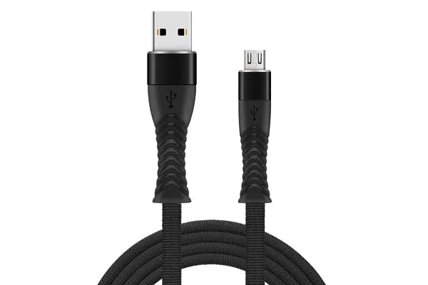 Cablu Date și Încărcare Fish USB la Micro USB, 1 m, 2.4A, Negru