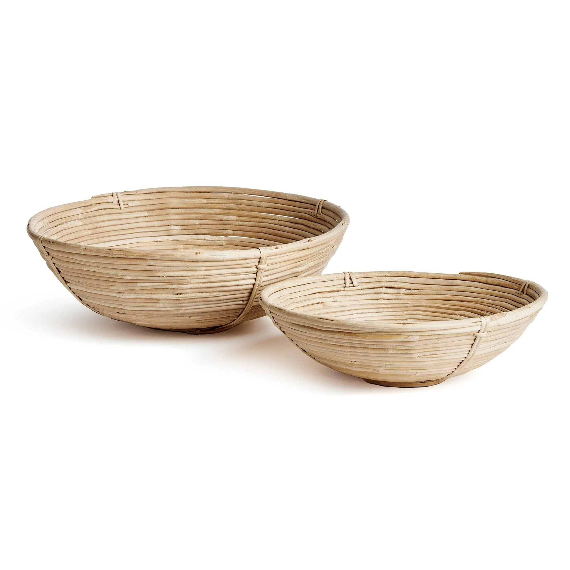 Cane Rattan Low Bowls, Set Of 2