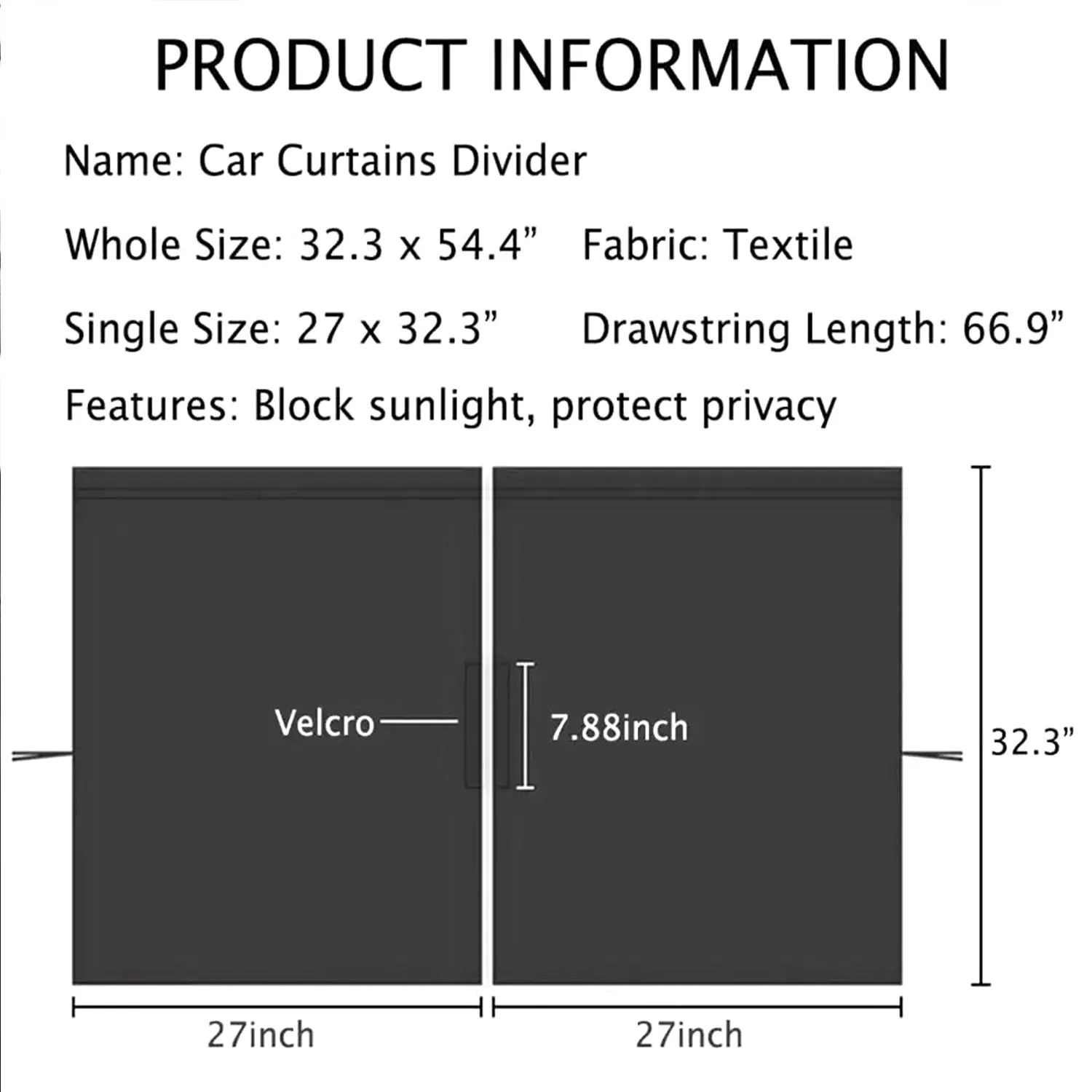 Car Divider Curtain Sun Shade, Custom Fit For Your Cars, Removable Car Front Rear Seat Privacy Divider Curtains