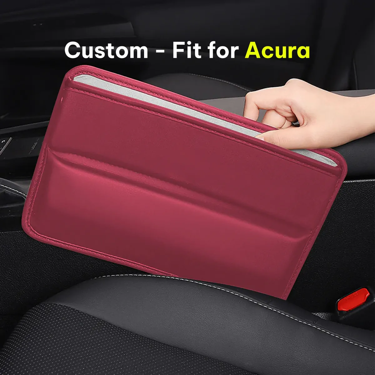 Car Seat Gap Filler Organizer, Custom-Fit For Car, Multifunctional PU Leather Console Side Pocket Organizer for Cellphones, Cards, Wallets, Keys WAAC226