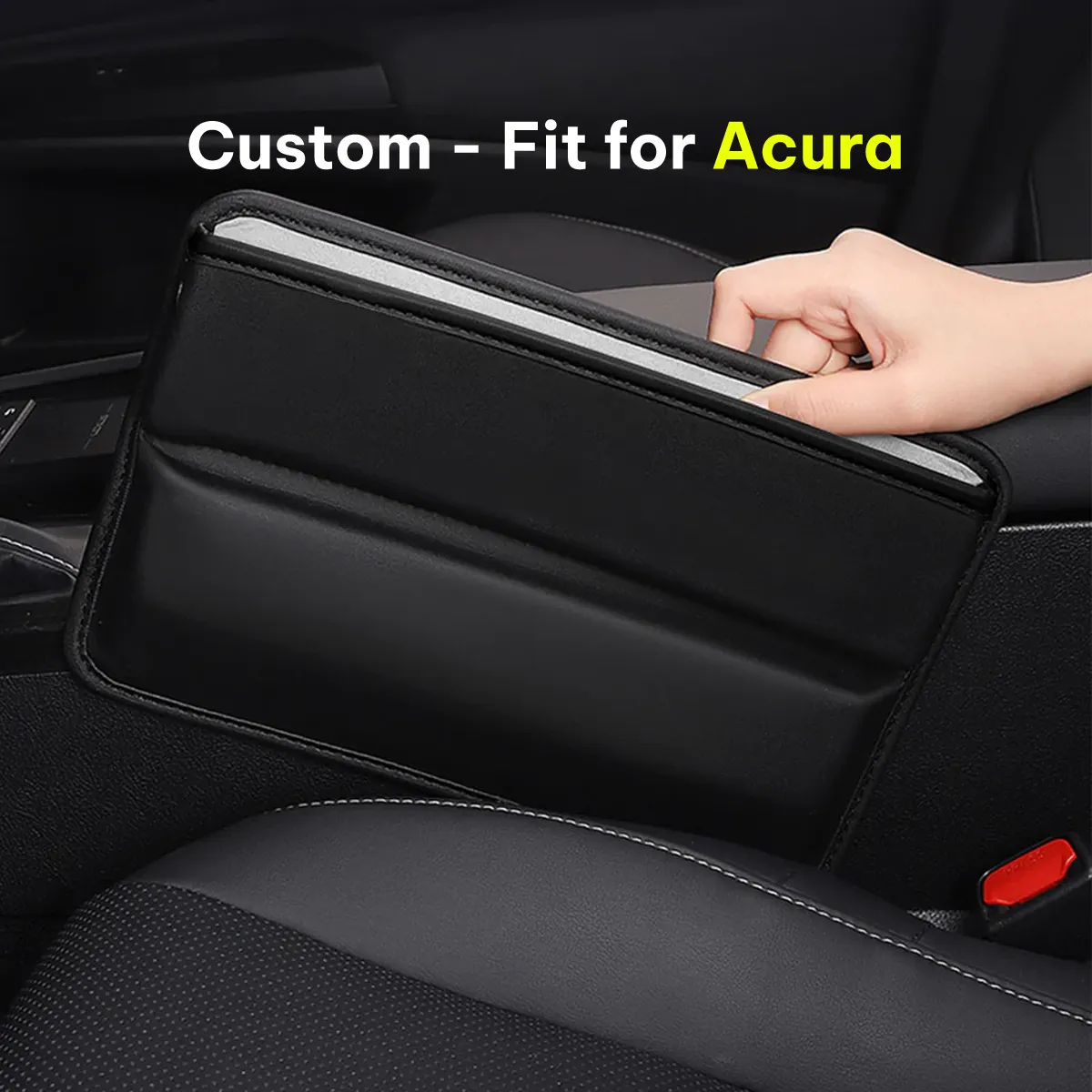 Car Seat Gap Filler Organizer, Custom-Fit For Car, Multifunctional PU Leather Console Side Pocket Organizer for Cellphones, Cards, Wallets, Keys WAAC226
