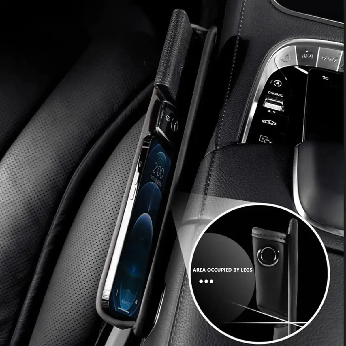 Car Seat Gap Filler Organizer, Custom-Fit For Car, Multifunctional PU Leather Console Side Pocket Organizer for Cellphones, Cards, Wallets, Keys WAAC226