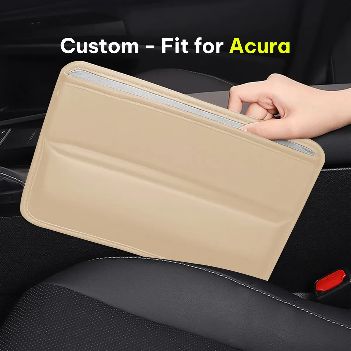 Car Seat Gap Filler Organizer, Custom-Fit For Car, Multifunctional PU Leather Console Side Pocket Organizer for Cellphones, Cards, Wallets, Keys WAAC226