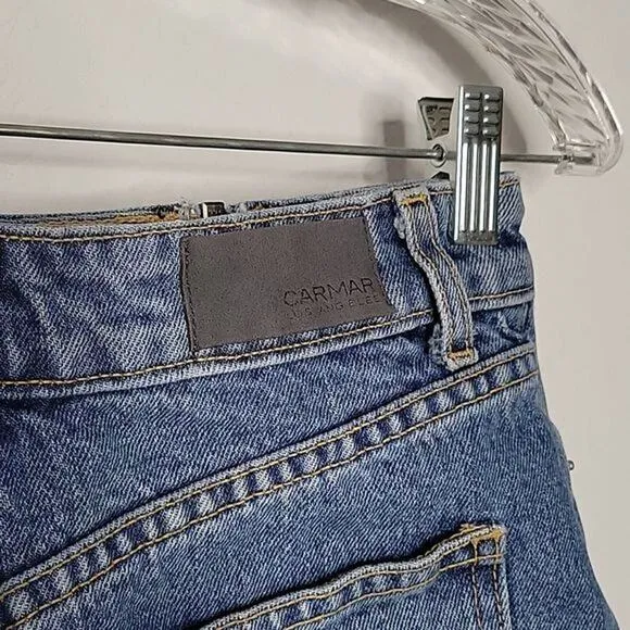 CARMAR Odessa Colin Double Zip Front Cotton Denim Mini Skirt Women's 27