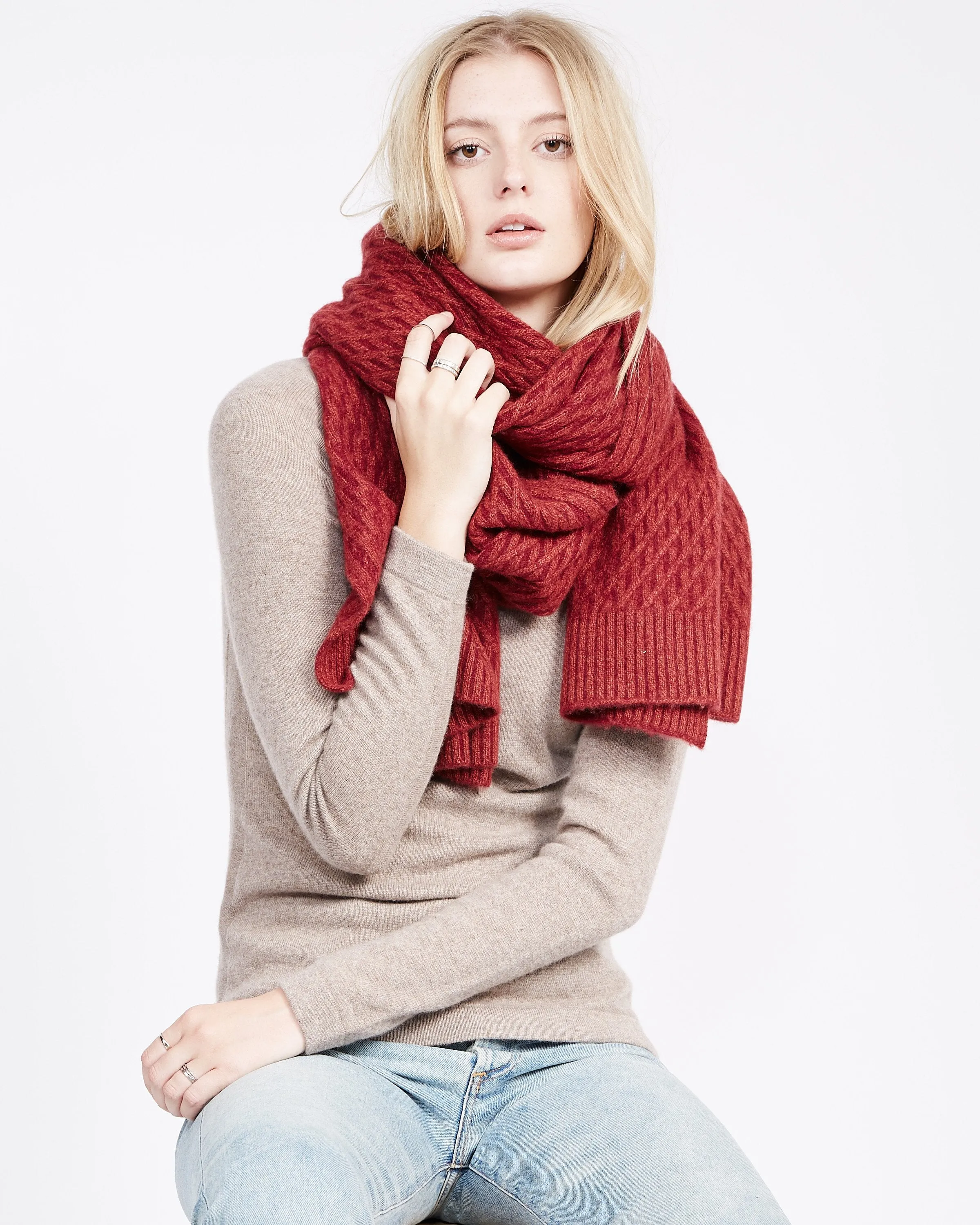 Cashmere Lattice Shawl/ Scarf