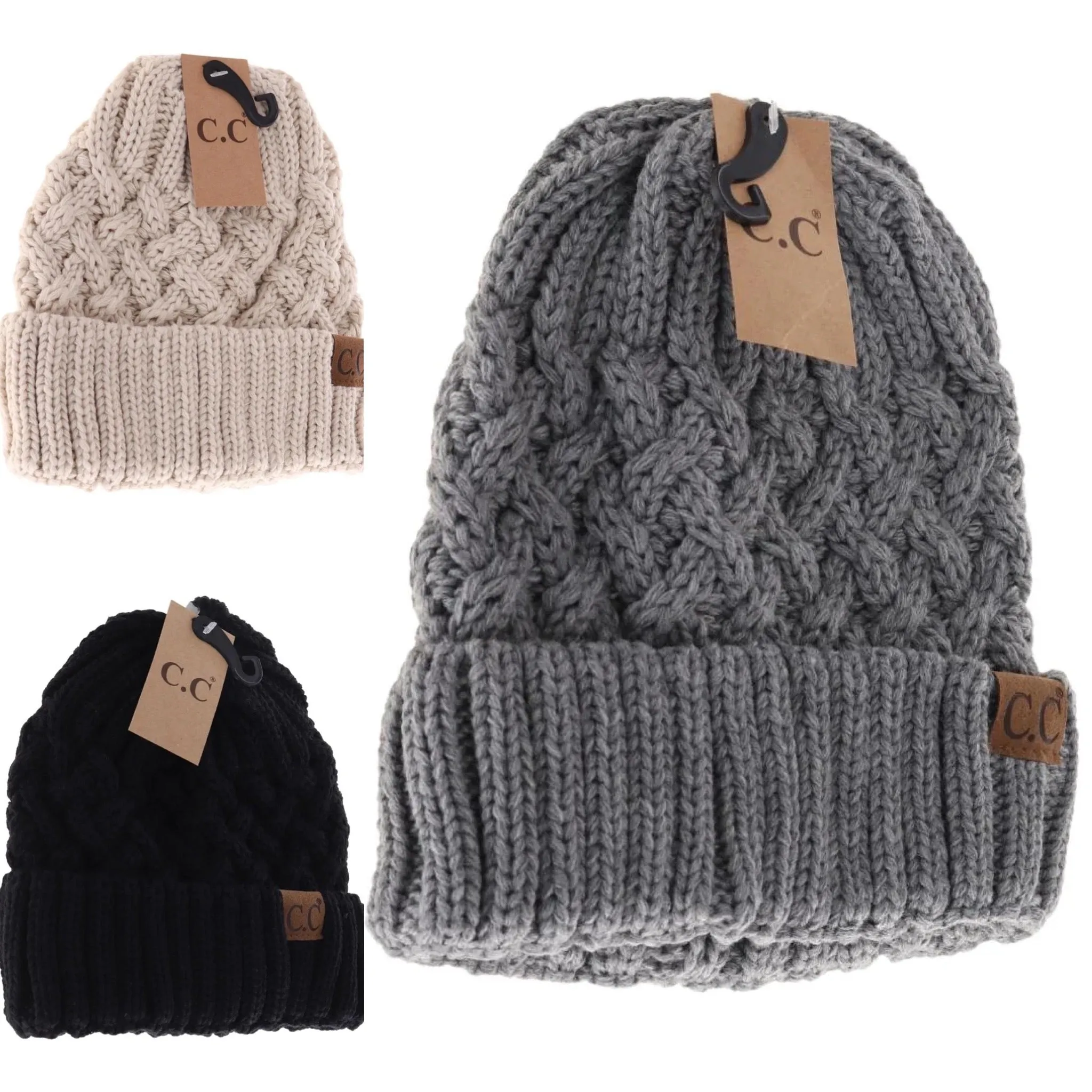 C.C Lattice Knit Cuff Beanie
