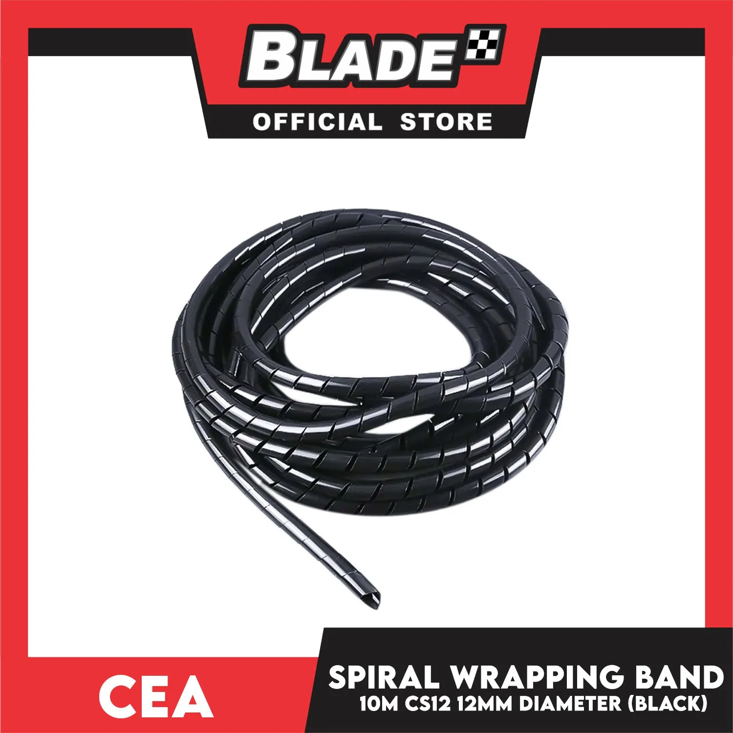 Cea 10meters Spiral Wrapping Band 12mm Diameter (Black) CS12