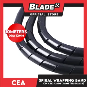 Cea 10meters Spiral Wrapping Band 12mm Diameter (Black) CS12