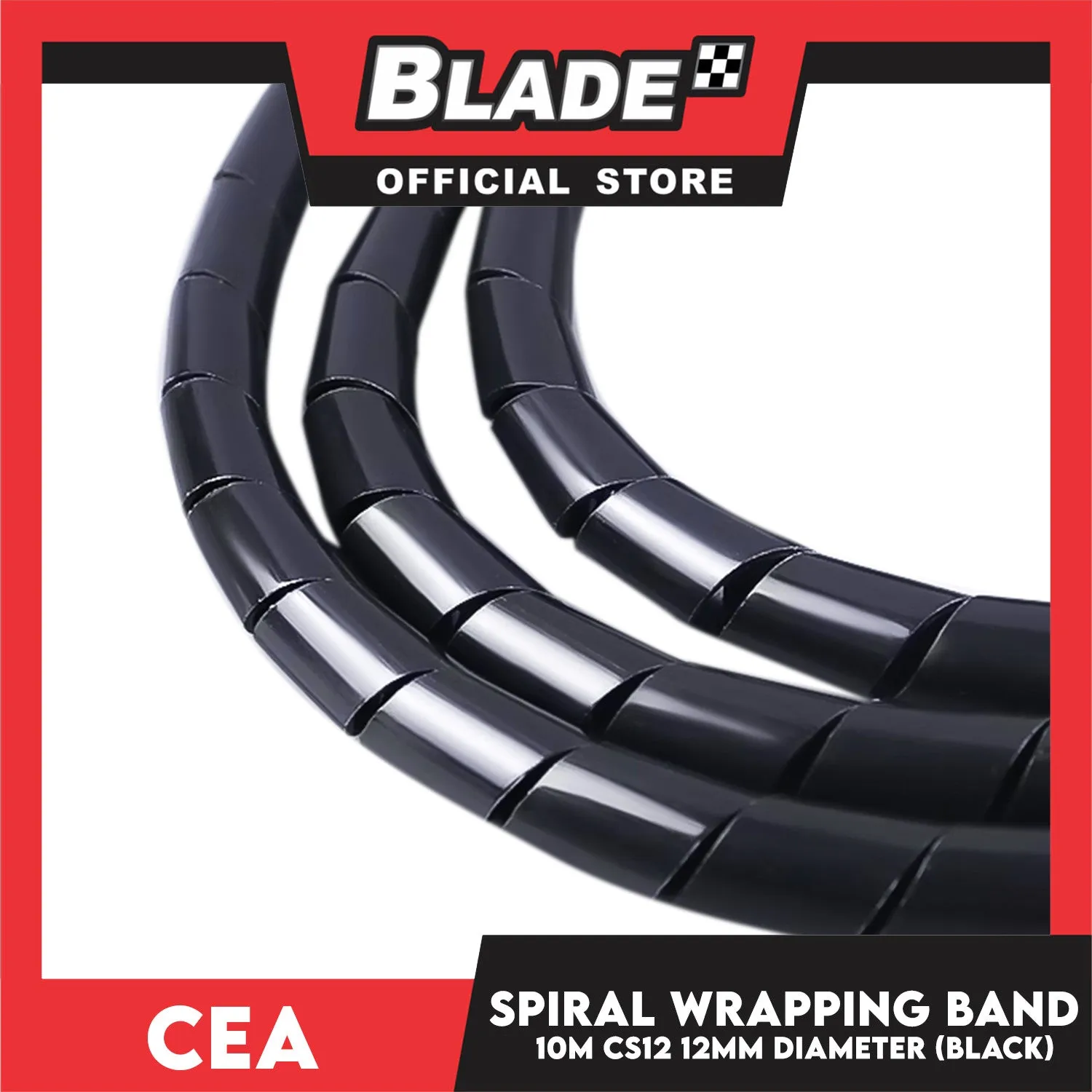 Cea 10meters Spiral Wrapping Band 12mm Diameter (Black) CS12