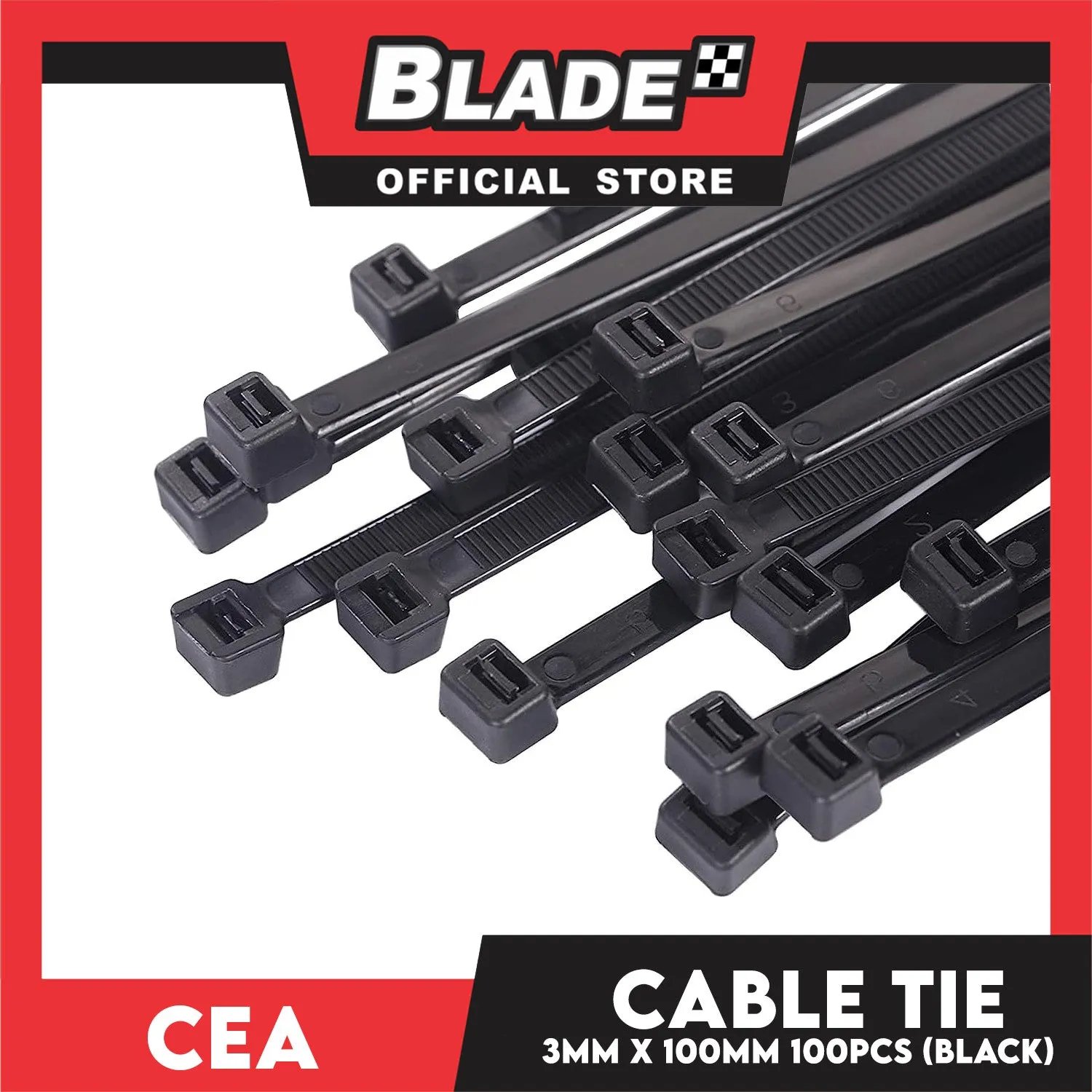 Cea Nylon Cable Tie 4 inches Black (3mm x 100mm) 100pcs/Bag