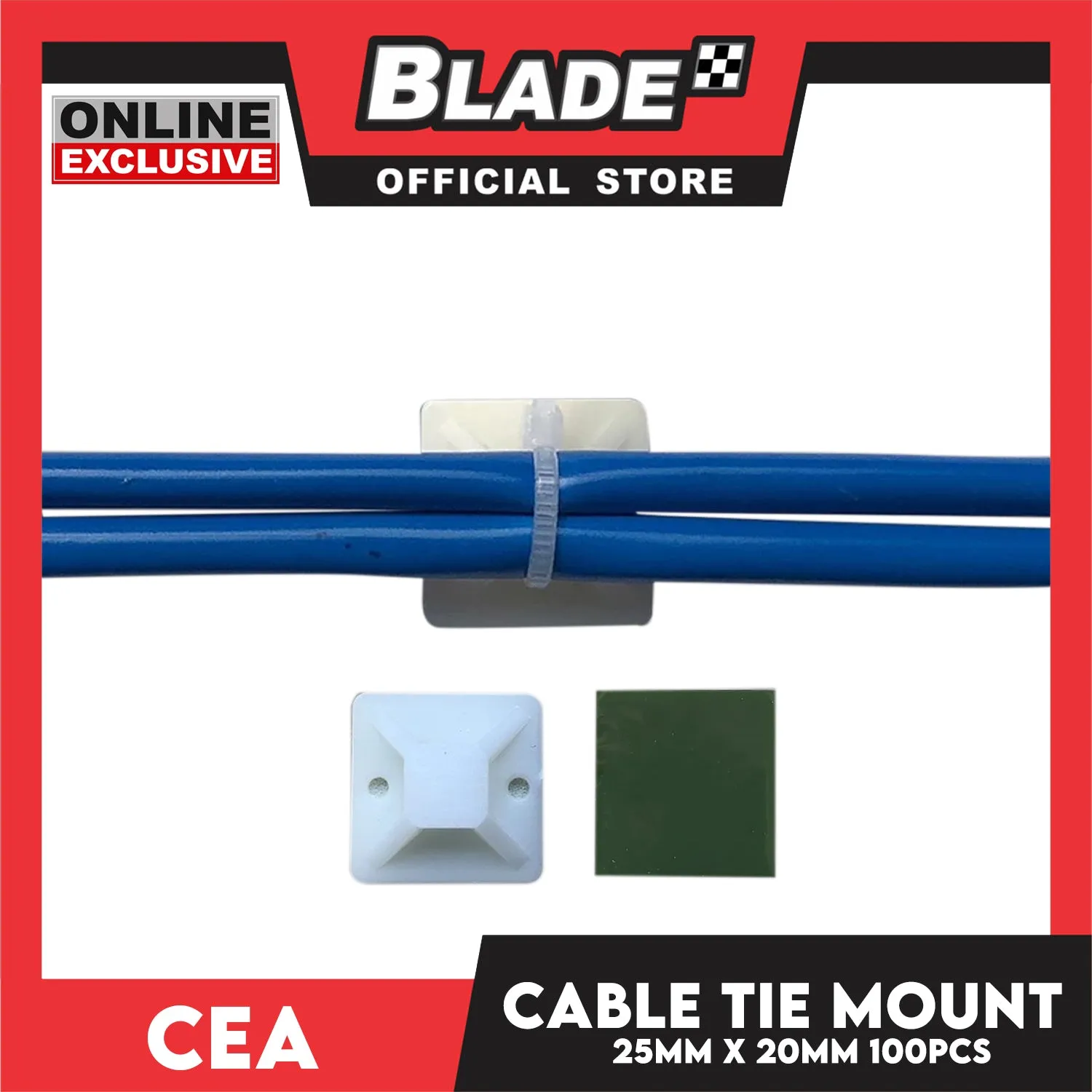 Cea Nylon Cable Tie Mount (25mm x 25mm) 100pcs/Bag