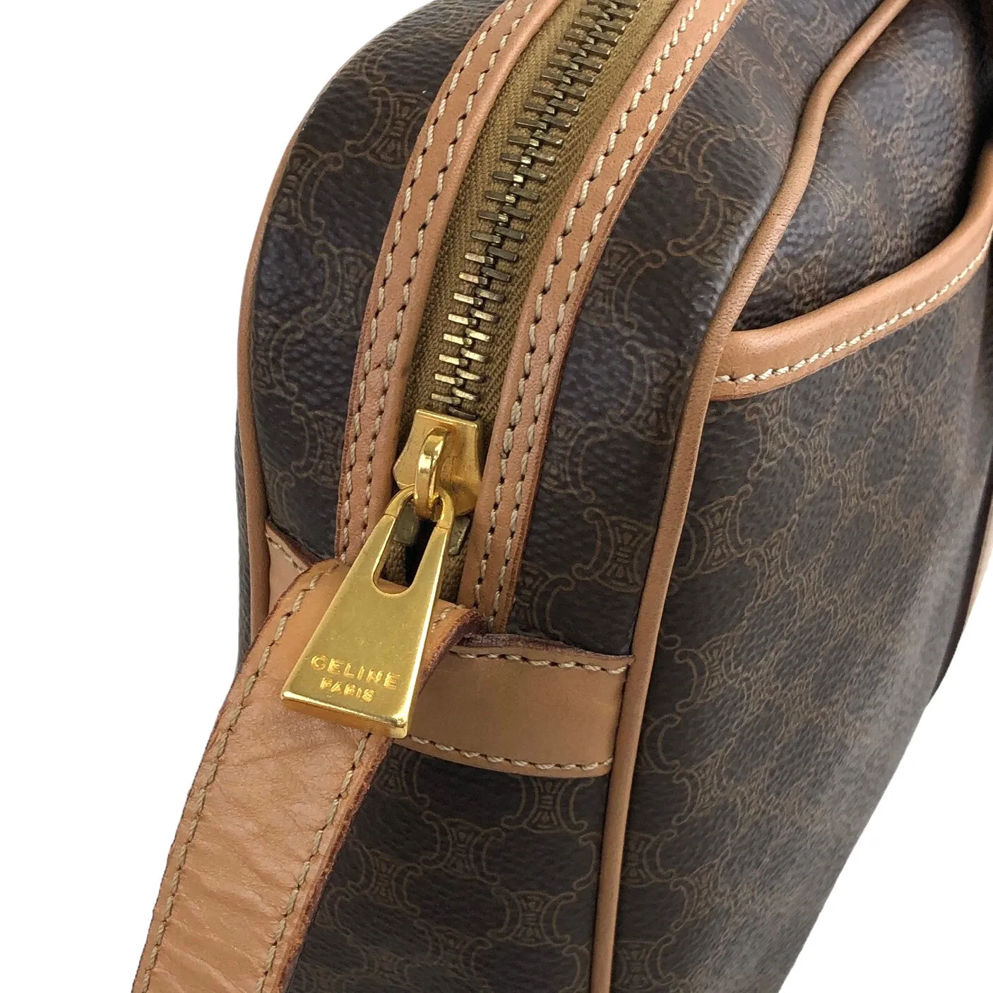 CELINE Macadam Blason Shoulder bag Brown Vintage irznwn