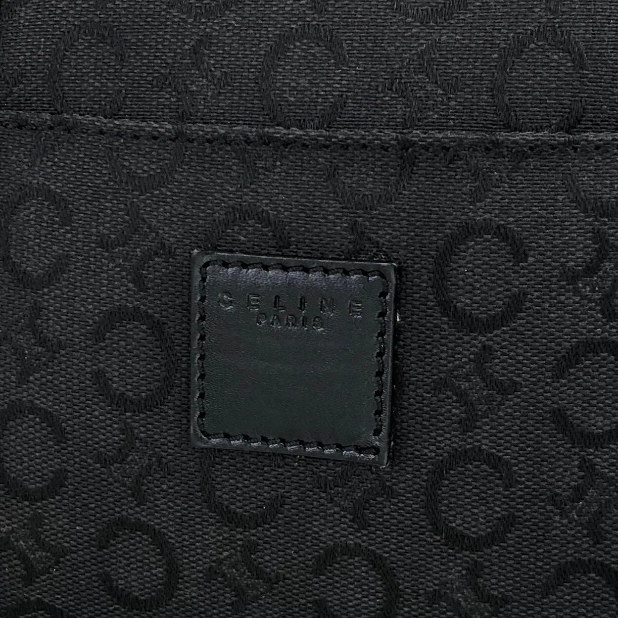 CELINE Macadam Logo Jacquard Leather Small Boston bag Black Vintage wfyyuh