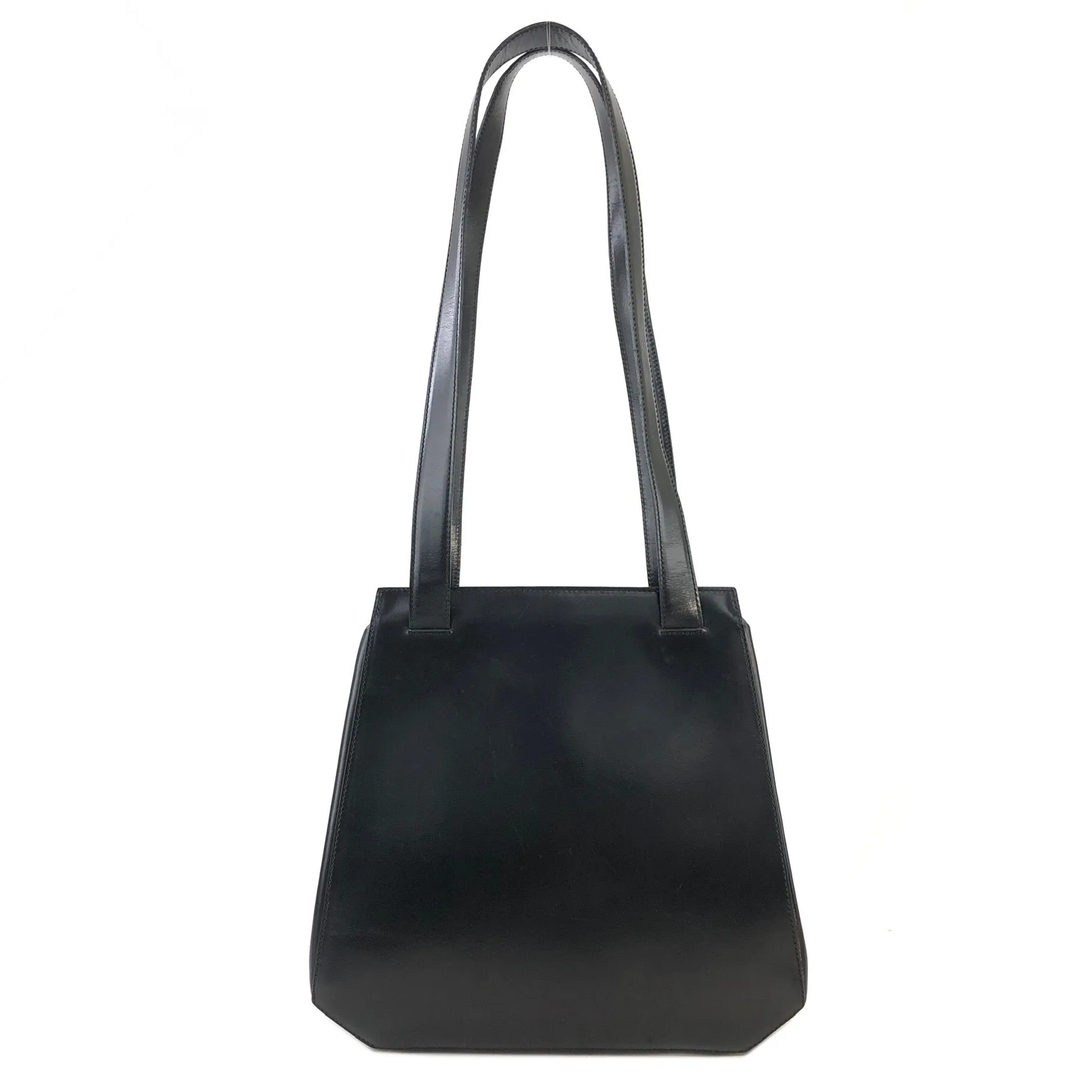 CELINE Triomphe Leather Tote Bag Shoulder bag Black Gold Vintage Old Celine cpfk62