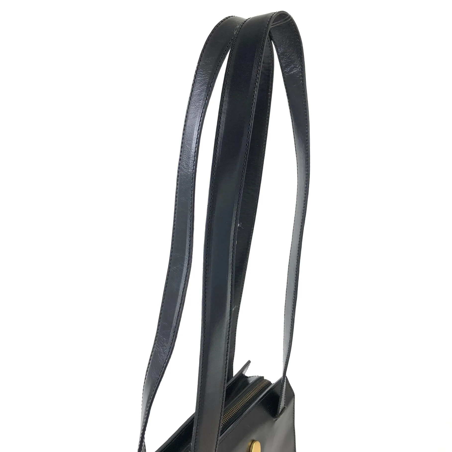 CELINE Triomphe Leather Tote Bag Shoulder bag Black Gold Vintage Old Celine cpfk62