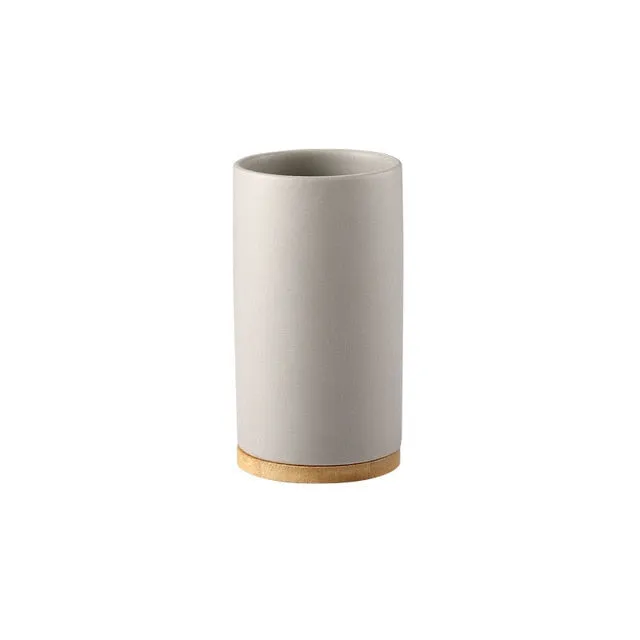Ceramic Bamboo Bathroom Accessories Set I Toothbrush Holder I SPAFAIR
