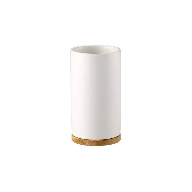 Ceramic Bamboo Bathroom Accessories Set I Toothbrush Holder I SPAFAIR