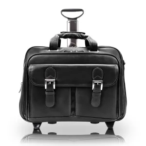CERESOLA | 15" Leather Expandable Detachable-Wheeled Laptop Briefcase