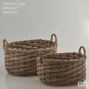 Cesto Ovale Rattan con Manici
