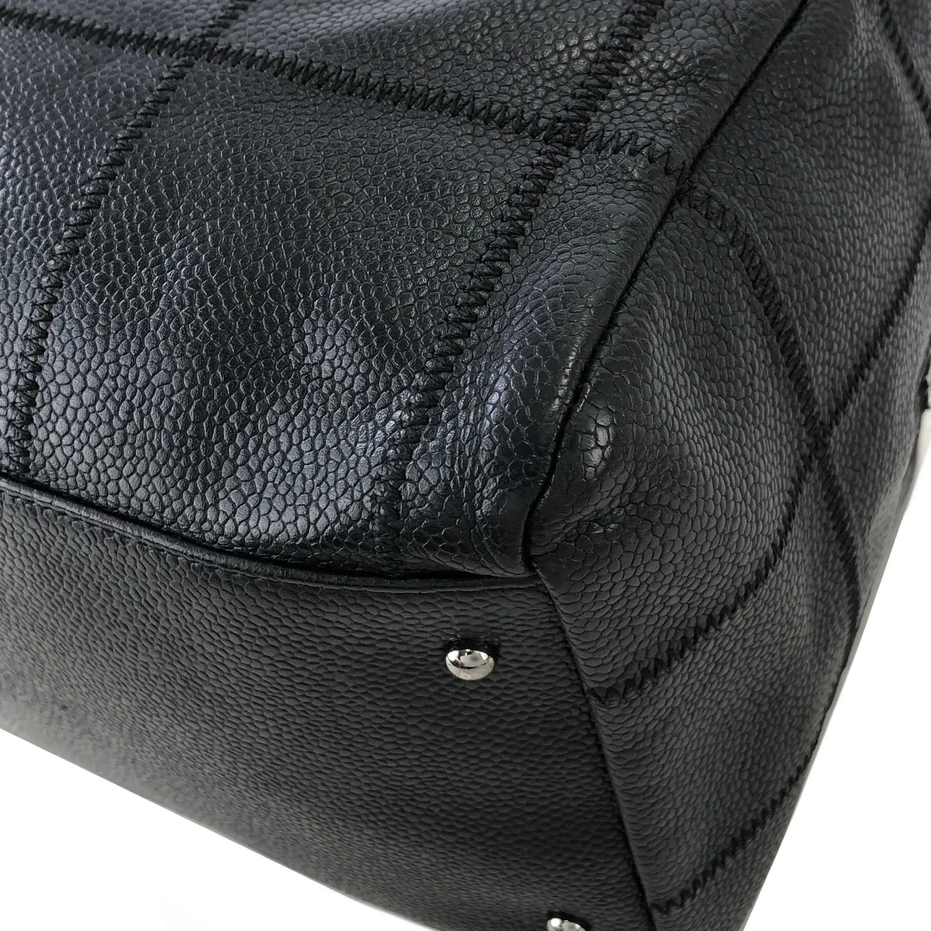 CHANEL Chocolate Bar Leather Shoulder bag Boston bag Black Vintage haptki