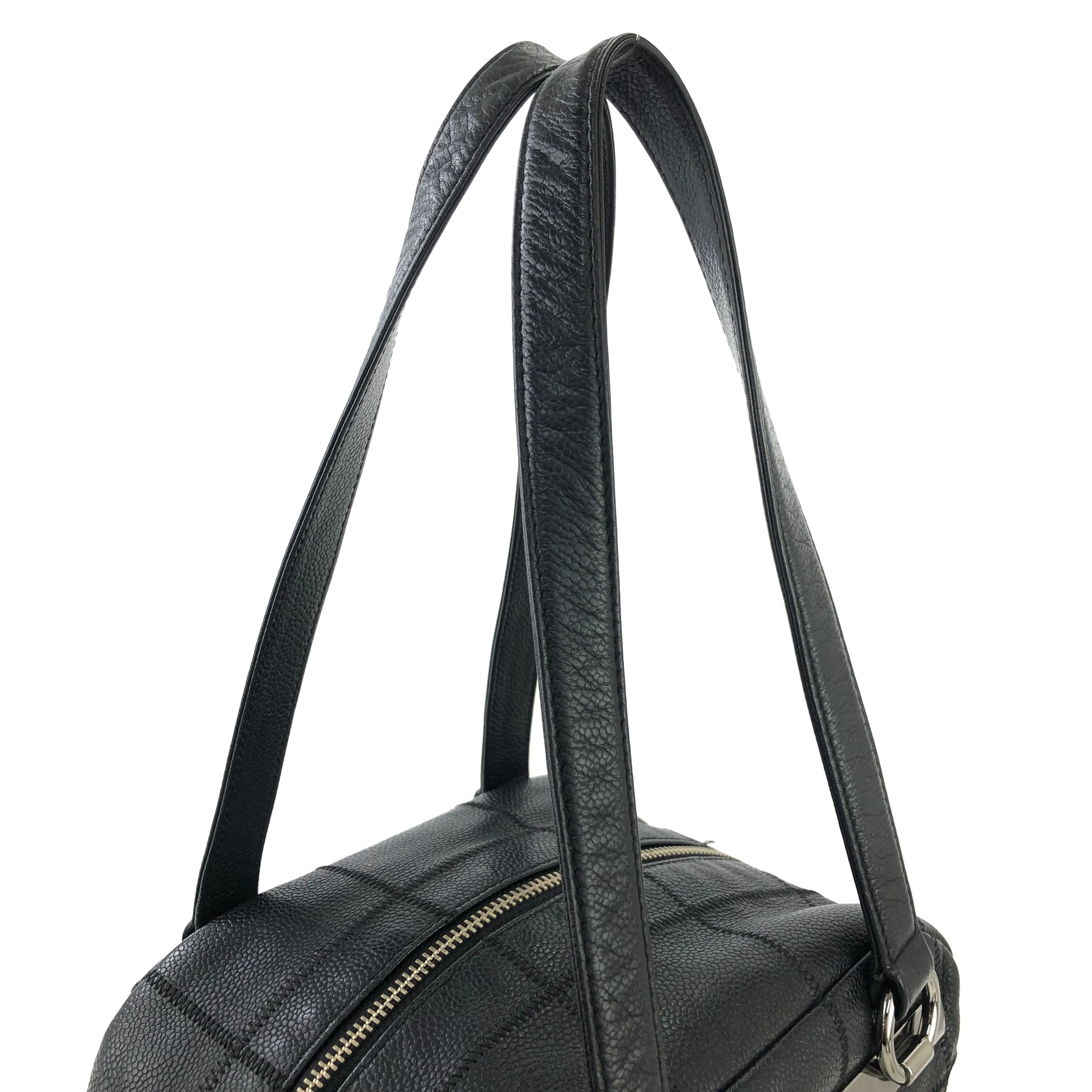 CHANEL Chocolate Bar Leather Shoulder bag Boston bag Black Vintage haptki