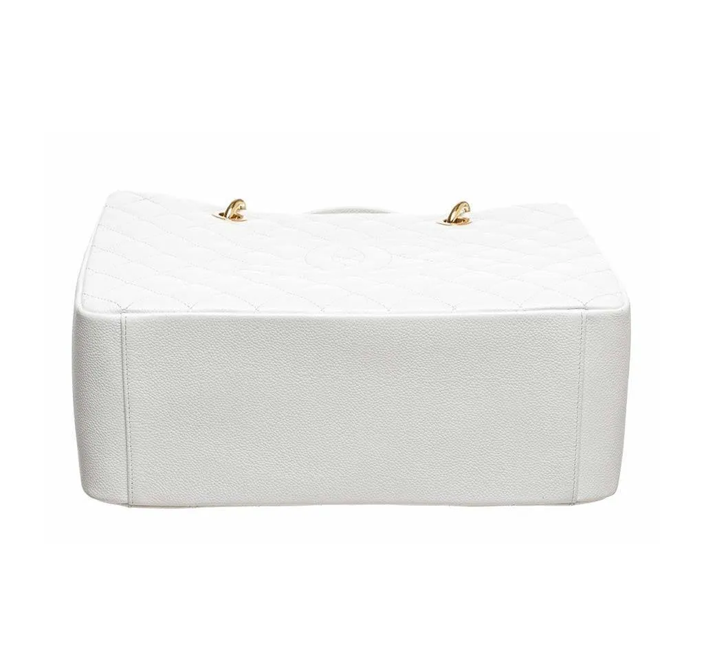 Chanel White Caviar Grand Shopper Tote Bag