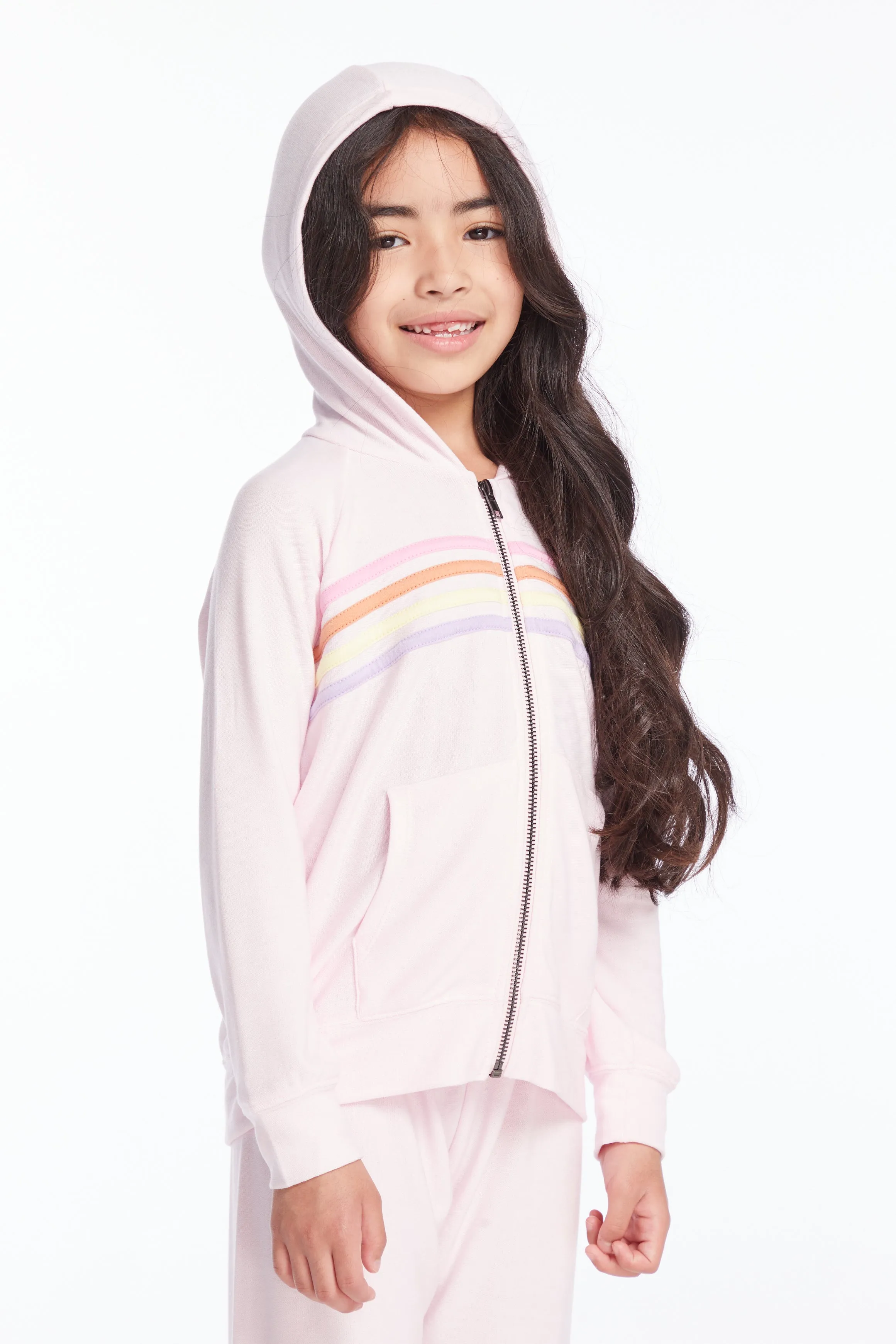 CHASER- Pastel Stripping Zip-Up Hoodie (pink)