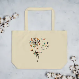 Chicken Dandelion large organic tote bag