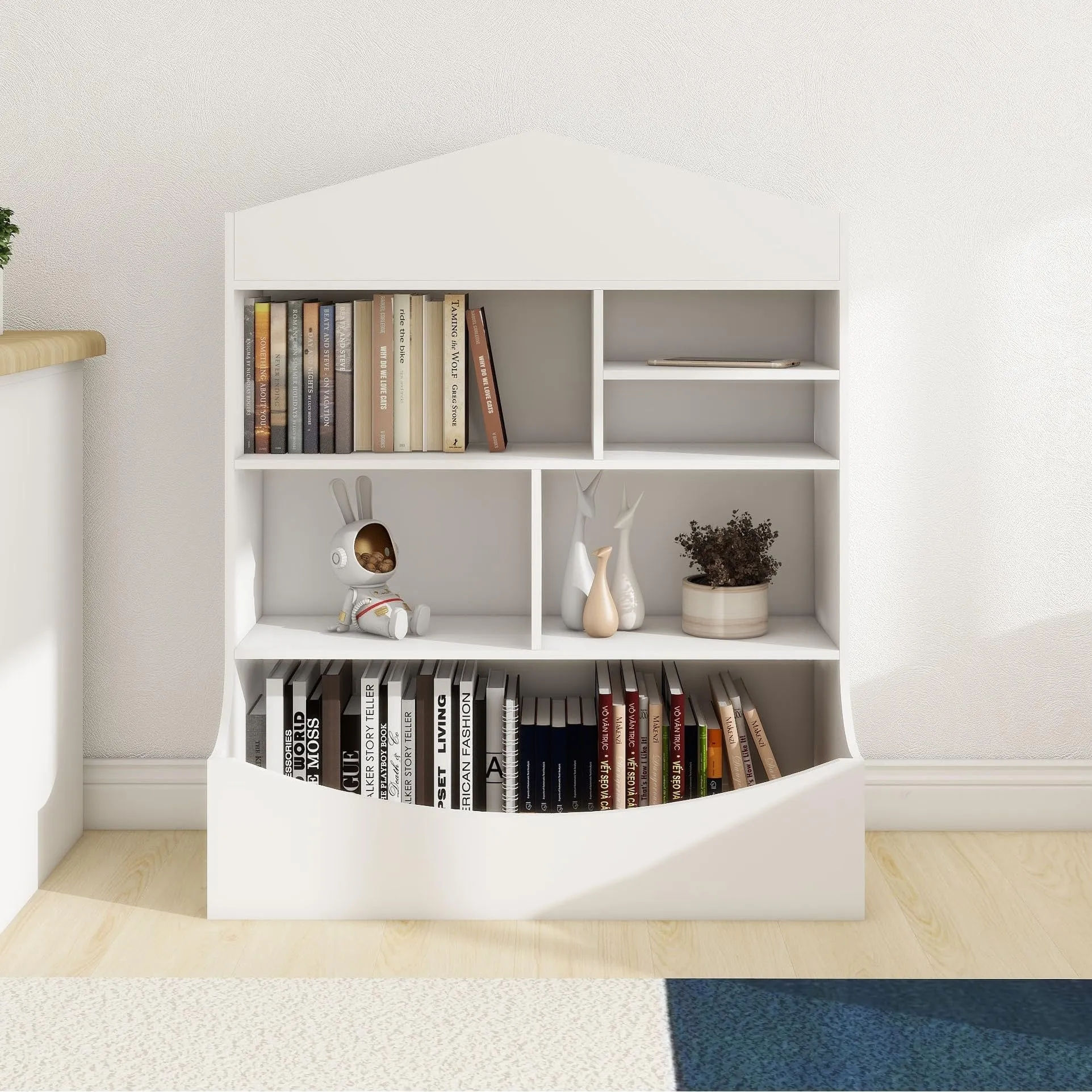 Children Multi Functional 7 Shelf Bookcase Storage Display Rack
