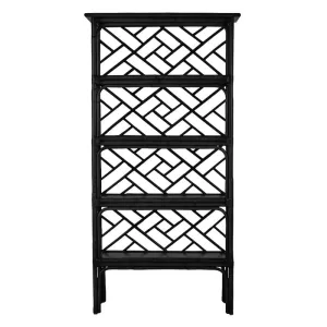 Chippendale Rattan Bookcase - Black