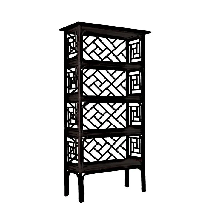 Chippendale Rattan Bookcase - Black