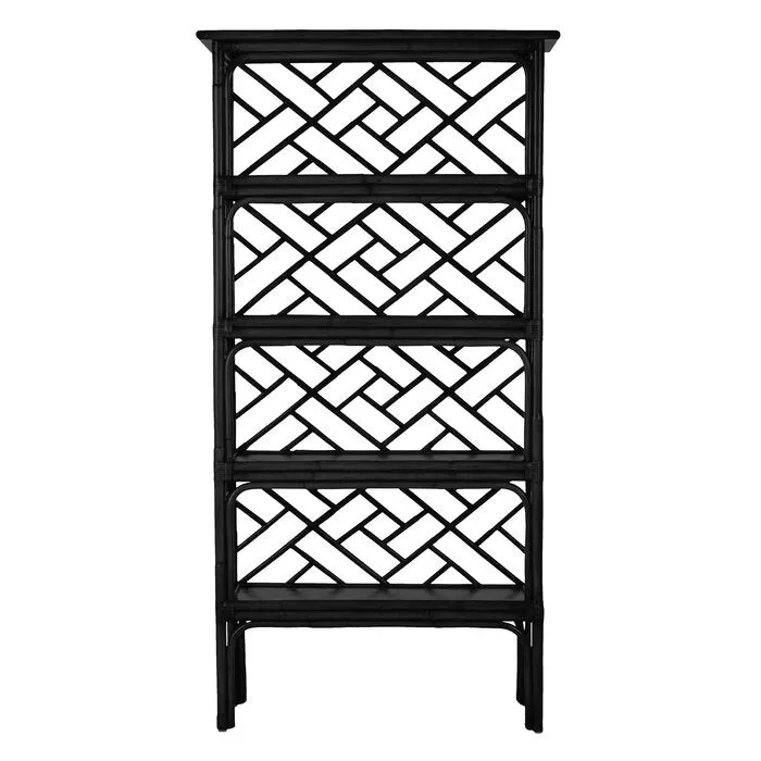 Chippendale Rattan Bookcase - Black