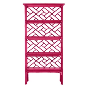 Chippendale Rattan Bookcase - Hot Pink