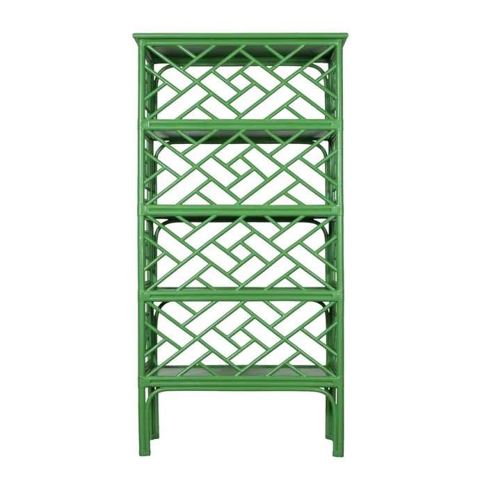 Chippendale Rattan Bookcase - Kelly Green