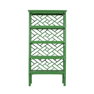 Chippendale Rattan Bookcase - Kelly Green
